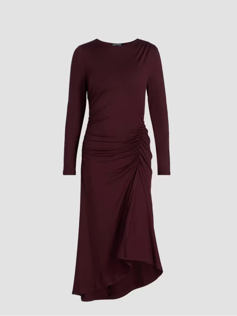 Veronica Beard Theodora Jersey Long-Sleeve Ruched Dress Raisin XS NWT